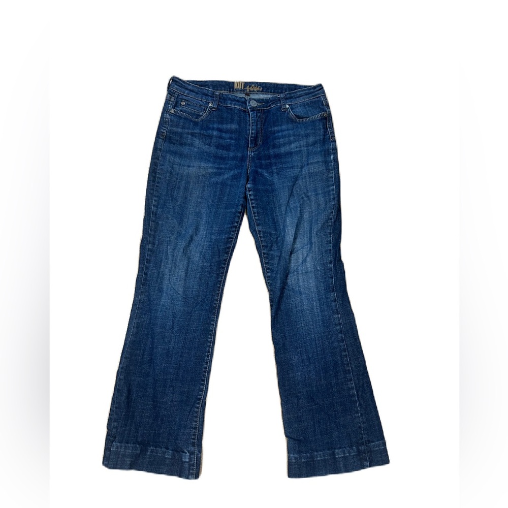 Kut From The Kloth Jeans Womens 10 Denim Mid Rise Wide Leg Stretch Zip Fly